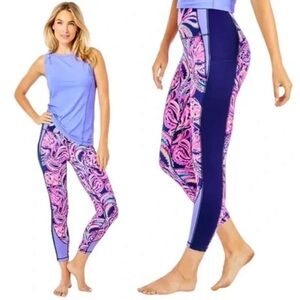 LILLY PULITZER, Luxletic Weekender Leggings Navy Flock To The Top, Size Small